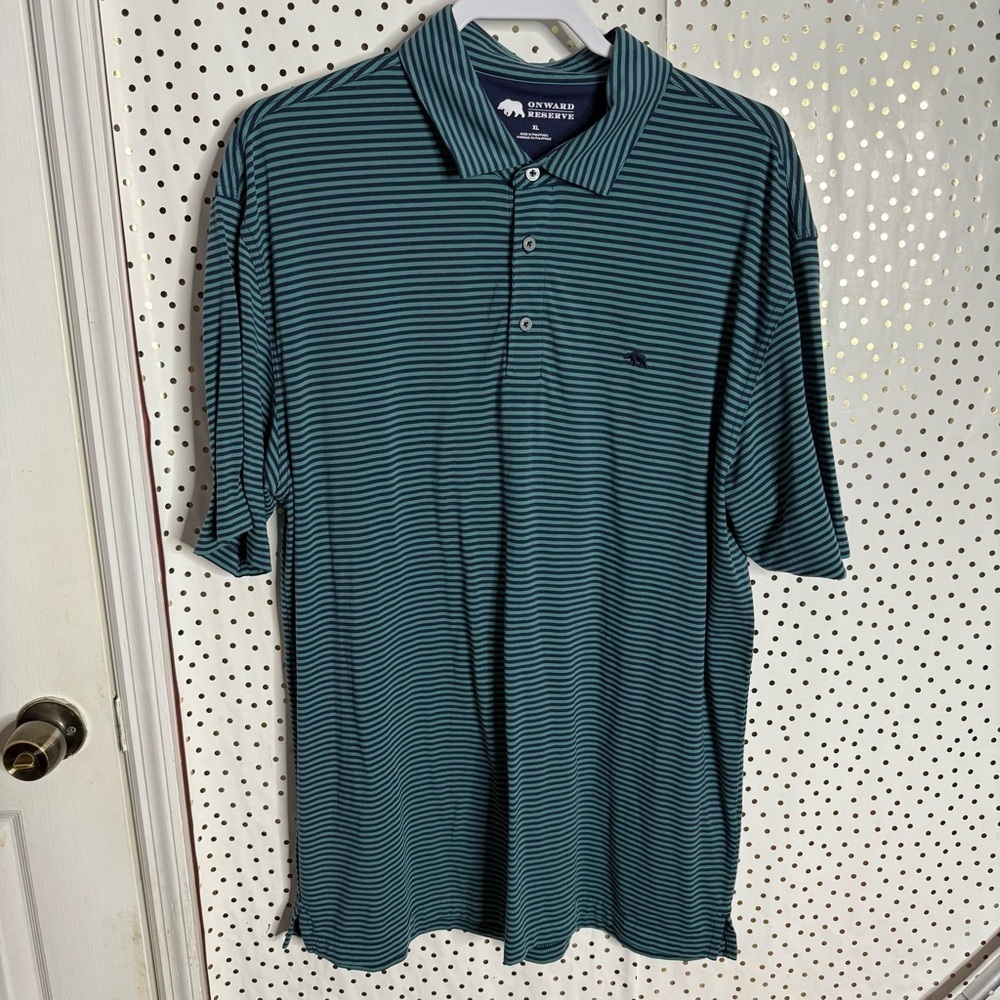 Onward Reserve Men's Blue Striped Polo Shirt